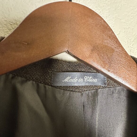 Oscar De La Renta Wool Blazer Coat Jacket Men 40R Brown Prep Minimal Work Formal - Picture 6 of 15